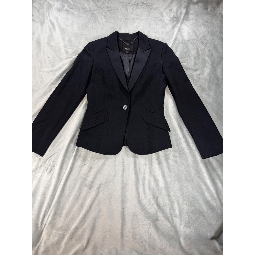 Ted Baker Women's Whimsigoth Single Button Black Blazer Academia Jacket 1 US XS